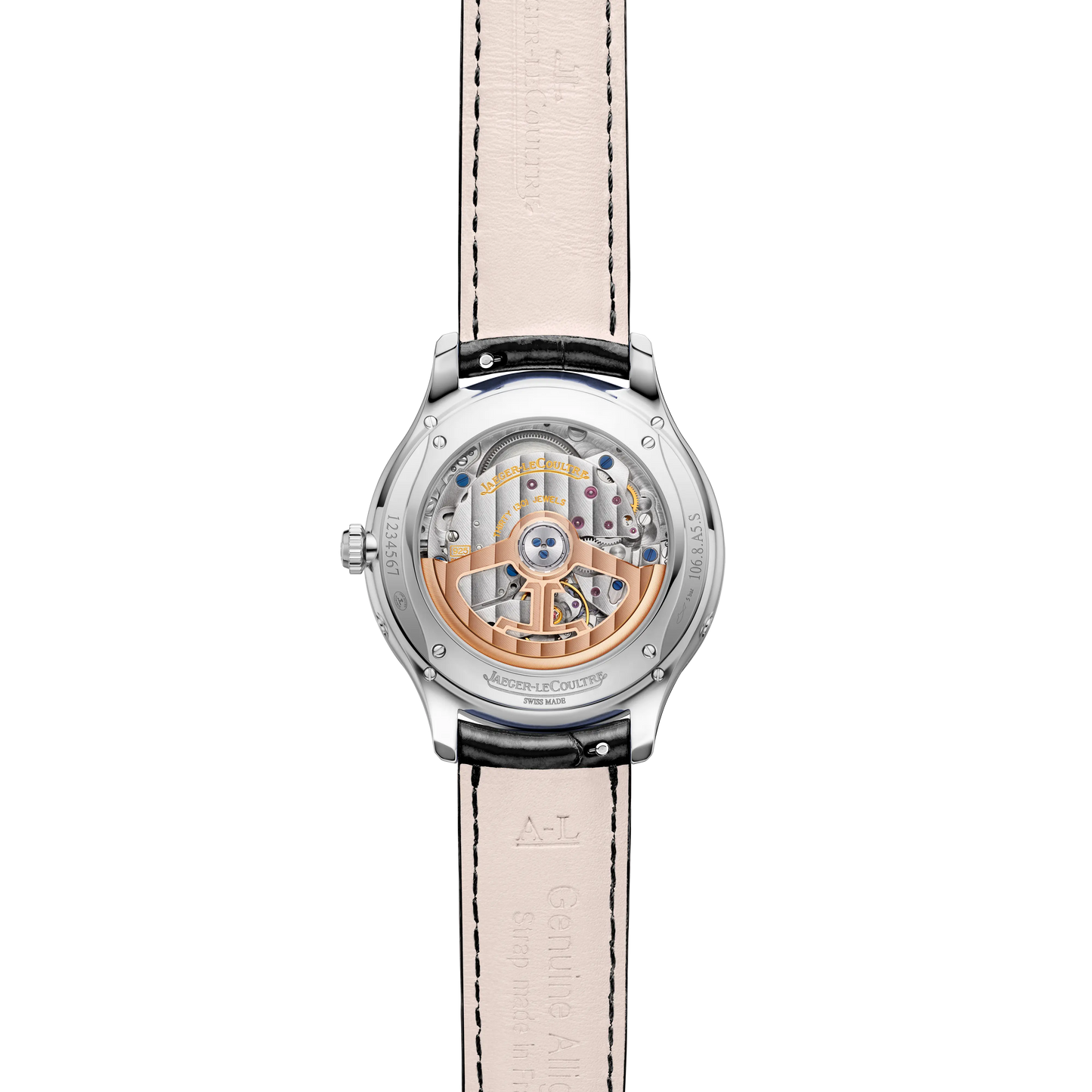 JLC - Master Ultra Thin Moon - 36 MM - Stainless Steel - Silvered-Gray Dial - Black Leather Strap - Q1248421