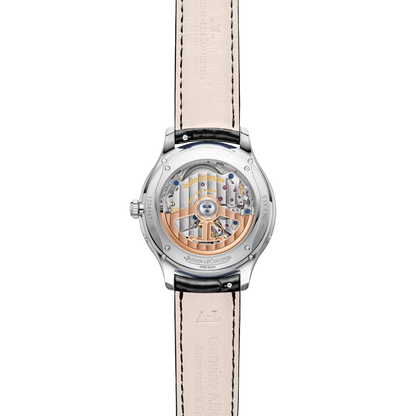 JLC - Master Ultra Thin Moon - 36 MM - Stainless Steel - Silvered-Gray Dial - Black Leather Strap - Q1248421