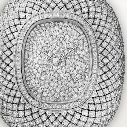 Cartier Coussin de Cartier White Gold 39.3 MM - Blue Calfskin Strap - Diamond Bezel - White Gold Diamond Dial - WJCS0011