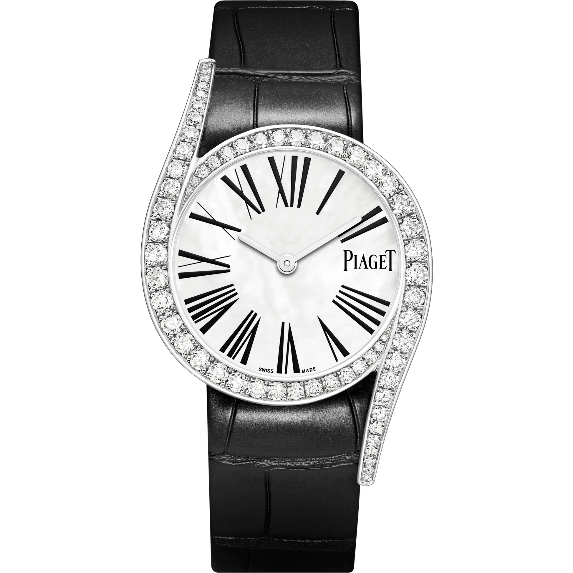 Piaget Limelight Gala - White Gold 32 MM - Black Leather Strap - Diamond Bezel - Mother-Of-Pearl Dial - G0A43390