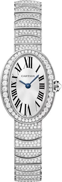 Cartier Baignoire White Gold 25.30 MM - White Gold Bracelet - Diamond Bezel - Silvered Sunray Dial - HPI00327