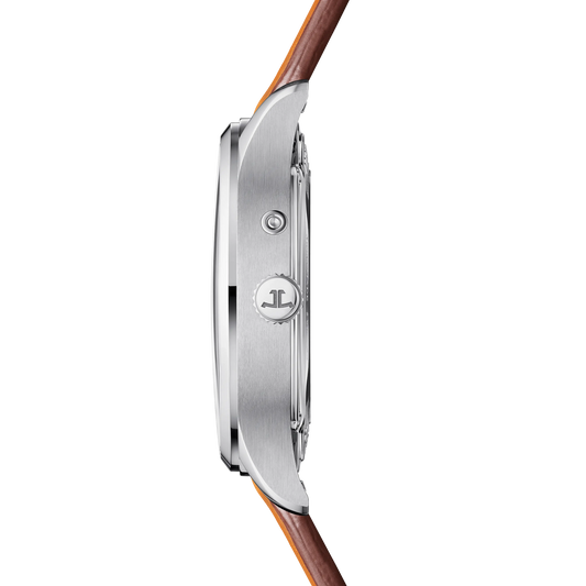 JLC - Master Control Geographic - 40 MM - Stainless Steel - Silvered-Gray Dial - Brown Leather Strap - Q4128421