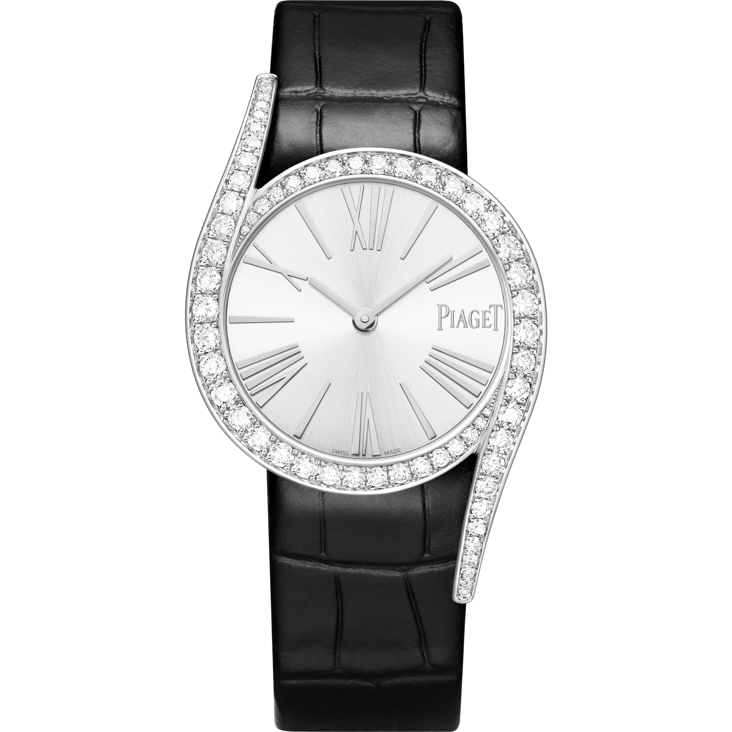 Piaget Limelight Gala - White Gold 32 MM - Black Leather Strap - Diamond Bezel - Silver Dial - G0A48360