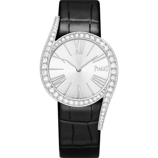 Piaget Limelight Gala - White Gold 32 MM - Black Leather Strap - Diamond Bezel - Silver Dial - G0A48360