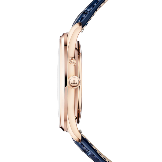 JLC - Master Ultra Thin Power Reserve - 39 MM - Pink Gold - Midnight Blue Dial - Blue Leather Strap - Q137258J