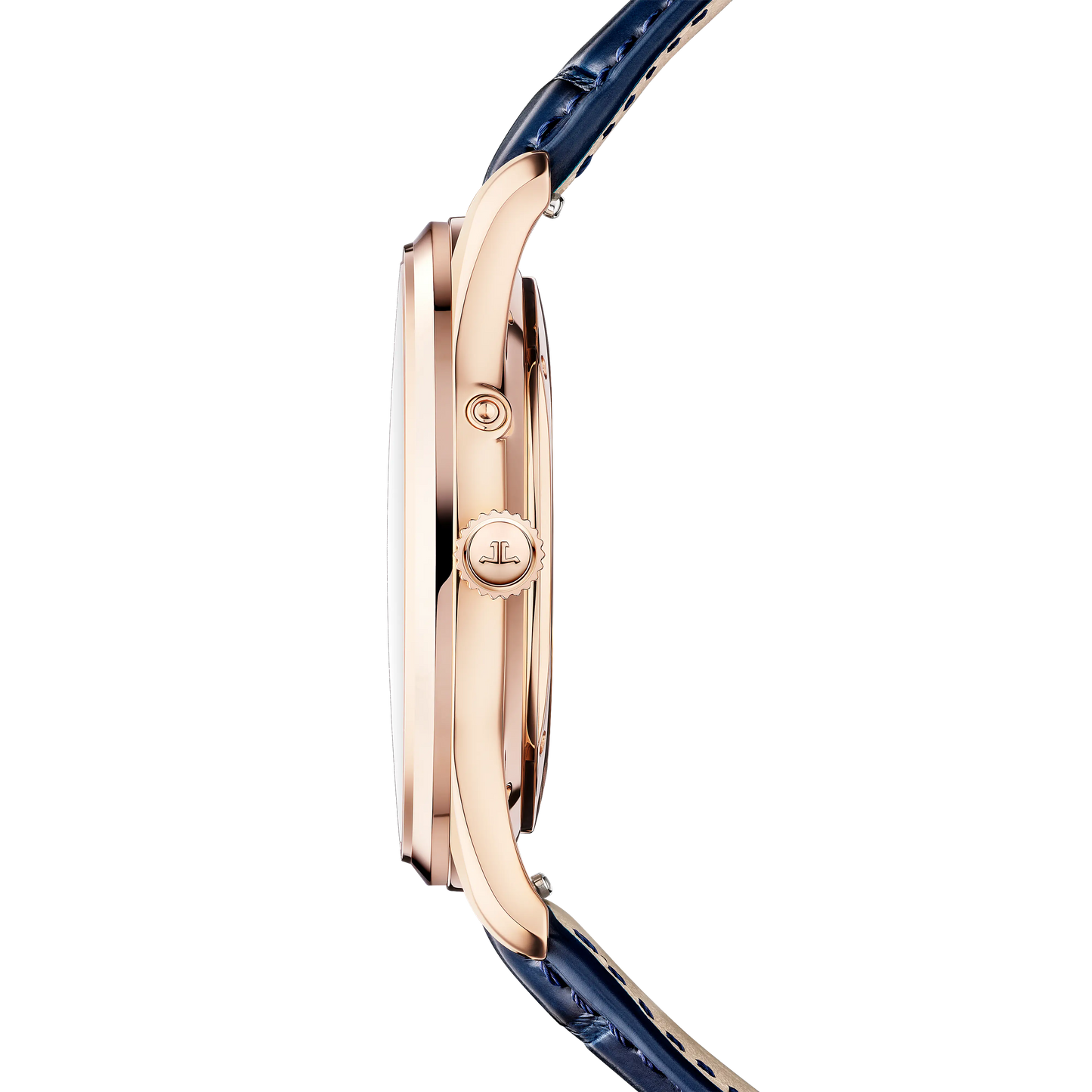 JLC - Master Ultra Thin Power Reserve - 39 MM - Pink Gold - Midnight Blue Dial - Blue Leather Strap - Q137258J