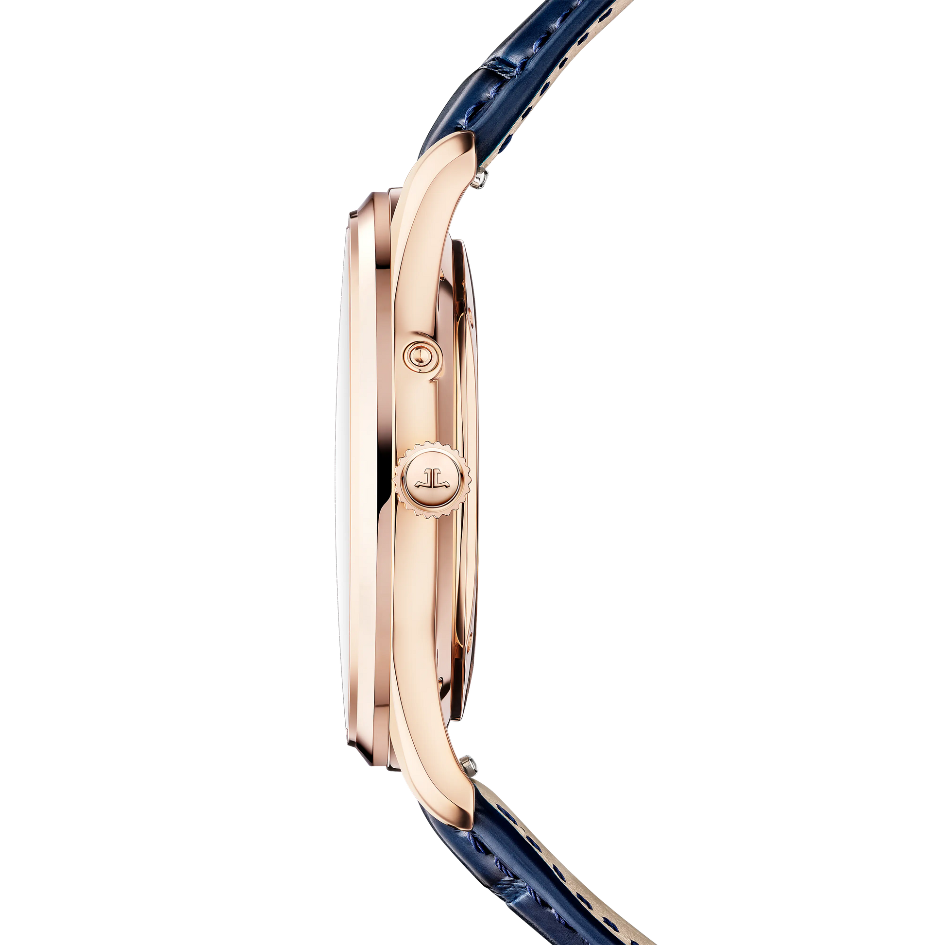 JLC - Master Ultra Thin Power Reserve - 39 MM - Pink Gold - Midnight Blue Dial - Blue Leather Strap - Q137258J