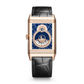 JLC - Reverso Tribute Nonantieme Enamel - Limited Edition - 49.4 MM x 29.9 MM - Pink Gold - Charcoal Gray/Blue Enamel Dial - Black Leather Strap - Q71125E1