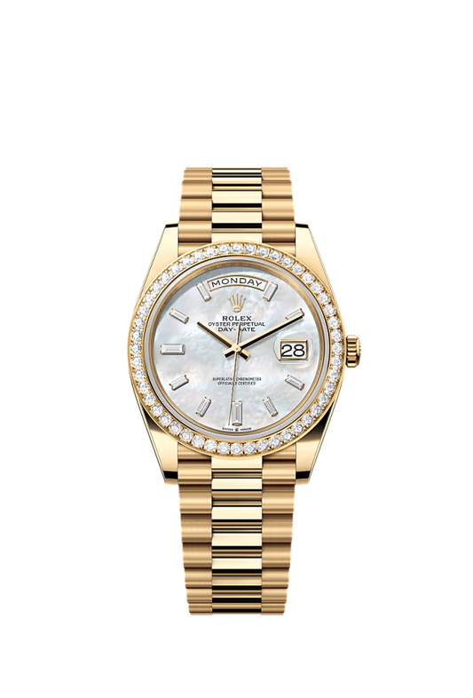 Rolex Day-Date - 36 MM - Yellow Gold - MoP White Dial - 228348RBR PMoPWd nyc watcher nyc watches