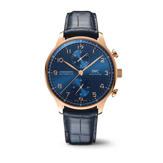 IWC Portugieser Chronograph - Rose Gold - 41 MM - Blue Dial - IW371614 nyc watcher nyc watches