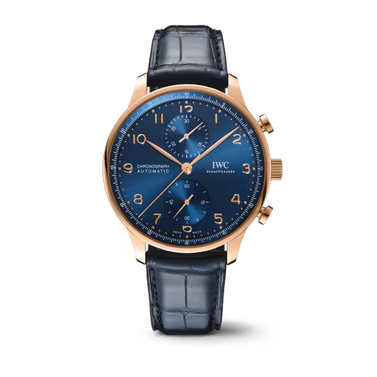 IWC Portugieser Chronograph - Rose Gold - 41 MM - Blue Dial - IW371614 nyc watcher nyc watches