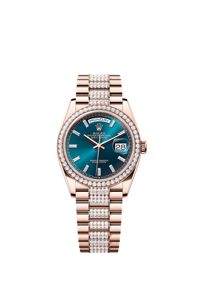 Rolex Day-Date - 36 MM - Rose Gold - Blue Dial - 128345RBR PdBd nyc watcher nyc watches