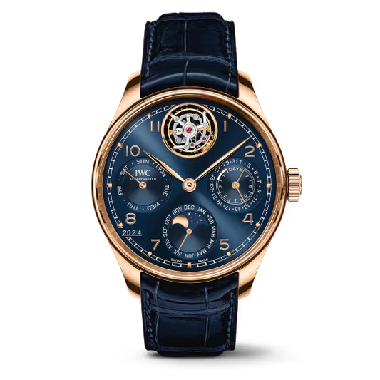 IWC Portugieser - Perpetual Calendar - Tourbillon - Moonphase - Rose Gold - 45 MM - Blue Dial - IW504504  nyc watcher nyc watches