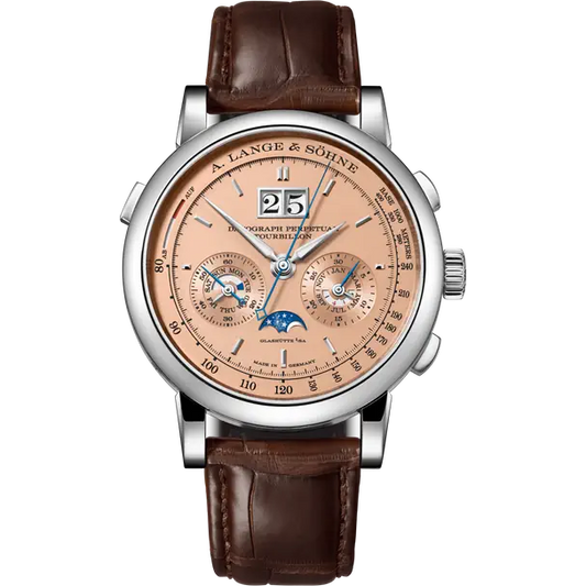 A.Lange & Söhne - Datograph Perpetual Calendar - Moonphase - Tourbillon - Chronograph - 41.5 MM - White Gold - Rose Gold Dial - 740.056FE  nyc watcher nyc watches