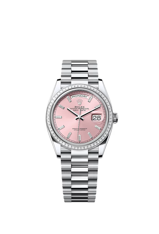 Rolex Day-Date - 36 MM - Platinum - Rose Dial - 128396TBR PRd nyc watcher nyc watches