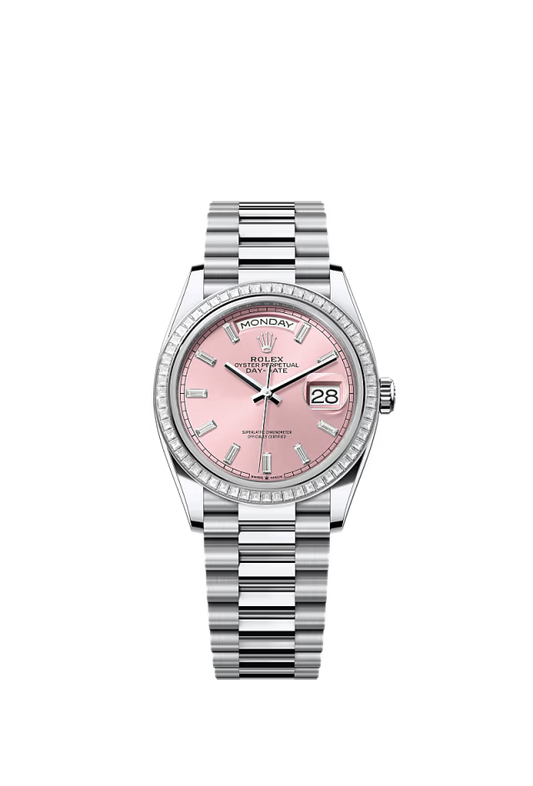 Rolex Day-Date - 36 MM - Platinum - Rose Dial - 128396TBR PRd nyc watcher nyc watches