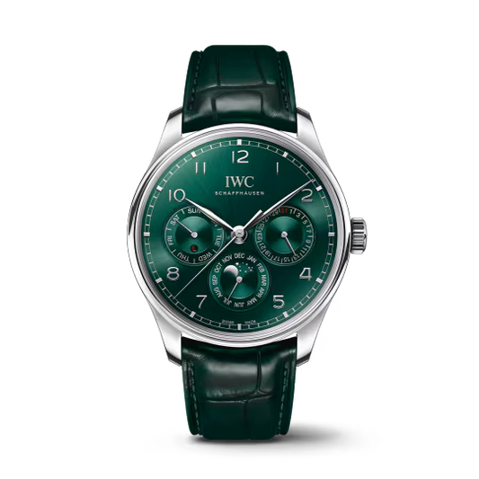 IWC Portugieser Perpetual Calendar - Stainless Steel - 42.4 MM - Green Dial - IW344207 nyc watcher nyc watches