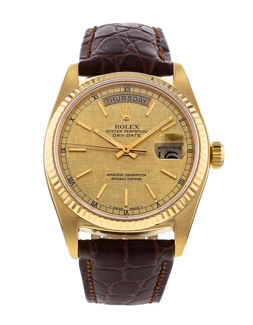 Rolex Day-Date - 36 MM - Yellow Gold - Champagne Linen Index Dial - 18038 chli  nyc watcher nyc watches