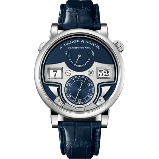 A.Lange & Söhne Zeitwerk - 44.2 MM - White Gold - Blue Dial - 147.028F  nyc watcher nyc watches