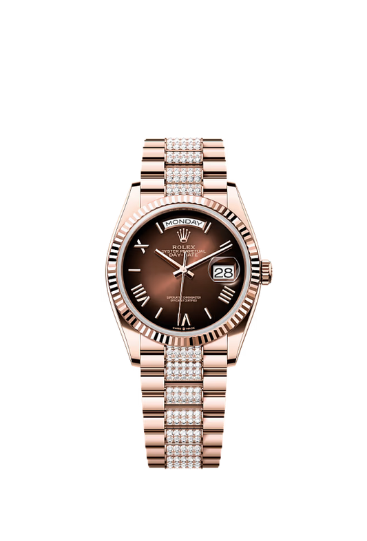 Rolex Day-Date - 36 MM - Rose Gold - Brown Dial - 128235 PdB