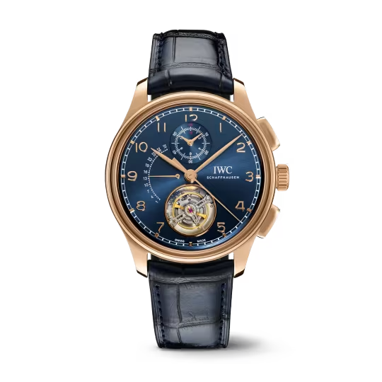 IWC Portugieser - Tourbillon and Chronograph - Rose Gold - 43.5 MM - Blue Dial - IW394005 nyc watcher nyc watches