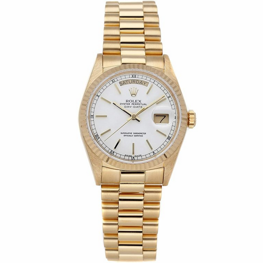 Rolex Day-Date - 36 MM - Yellow Gold - White Index Dial - 18038 whi  nyc watcher nyc watches