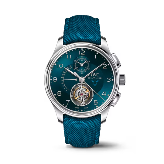 IWC Portugieser - Tourbillon and Chronograph - Lewis Hamilton - Platinum - 43.5 MM - Teal Dial - IW394008  nyc watcher nyc watches