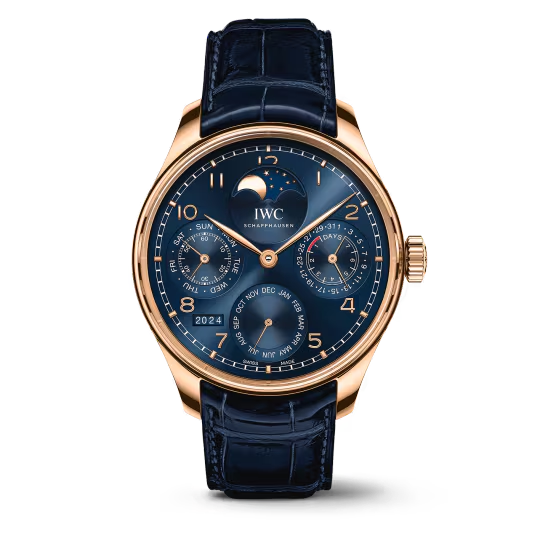 IWC Portugieser Perpetual Calendar - Moonphase - Rose Gold - 44.2 MM - Blue Dial - IW503312 nyc watcher nyc watches