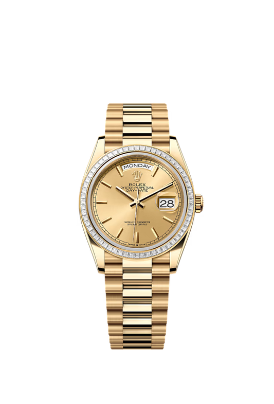 Rolex Day-Date - 36 MM - Yellow Gold - Champagne Dial - 128398TBR PCh  nyc watcher nyc watches