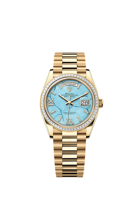 Rolex Day-Date - 36 MM - Yellow Gold - Blue Dial - 128398TBR PBd nyc watcher nyc watches