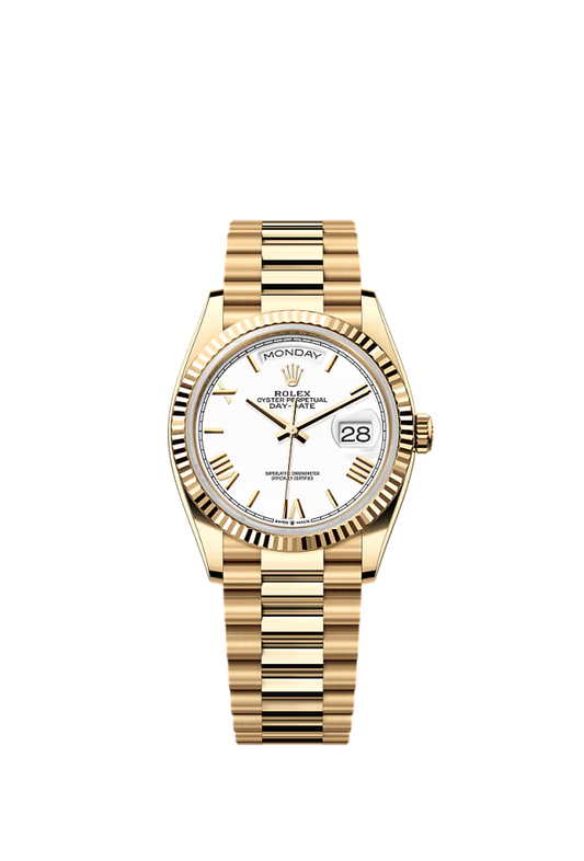 Rolex Day-Date - 36 MM - Yellow Gold - White Dial - 128238 PW nyc watcher nyc watches