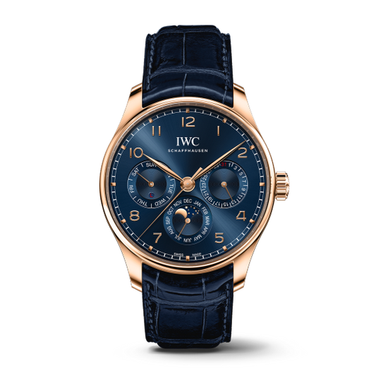 IWC Portugieser Perpetual Calendar - Rose Gold - 42.4 MM - Blue Dial - IW344205  nyc watcher nyc watches