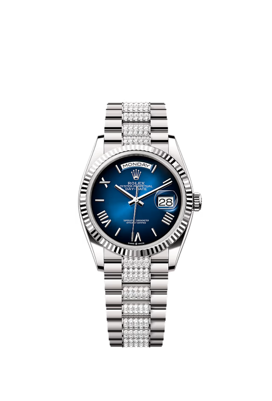 Rolex Day-Date - 36 MM - White Gold - Blue Dial - 128239 PdB