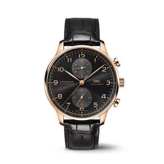 IWC Portugieser Chronograph - Rose Gold - 41 MM - Black Dial - IW371625  nyc watcher nyc watches