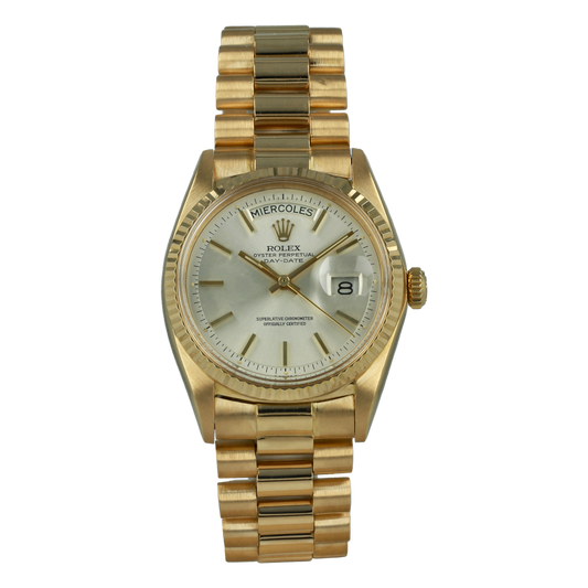 Rolex Day-Date - 36 MM - Yellow Gold - Silver Dial - 18038 svi  nyc watcher nyc watches