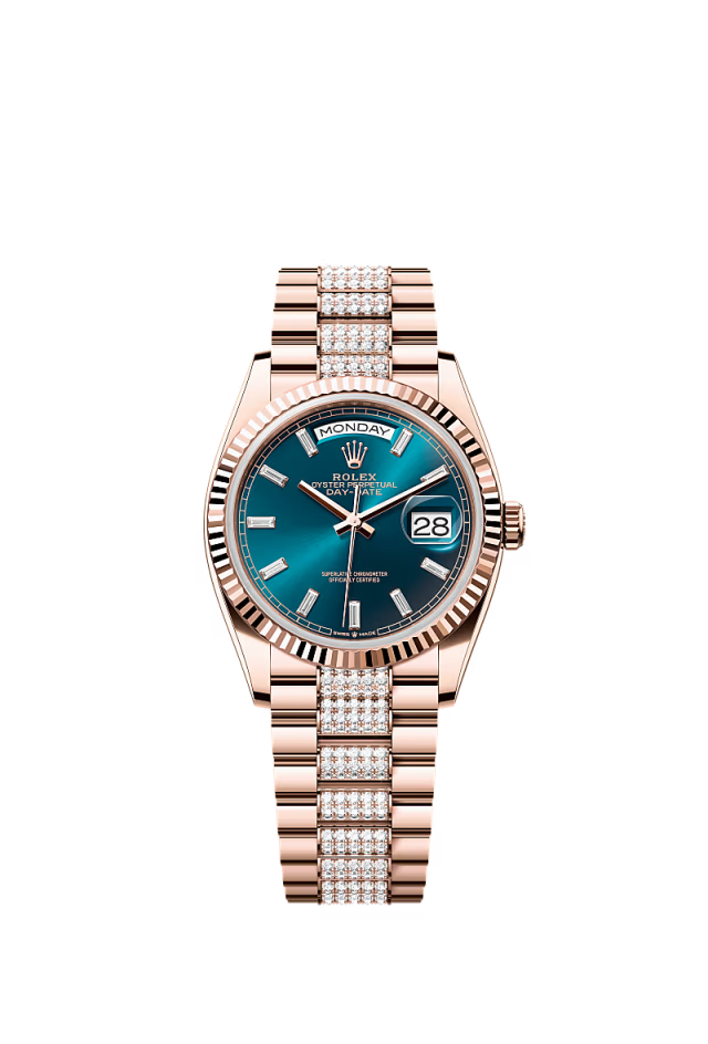 Rolex Day-Date - 36 MM - Rose Gold - Blue Dial - 128235 PdBd nyc watcher nyc watches