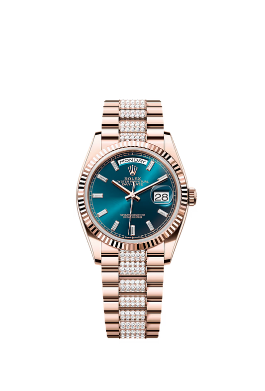 Rolex Day-Date - 36 MM - Rose Gold - Blue Dial - 128235 PdBd nyc watcher nyc watches