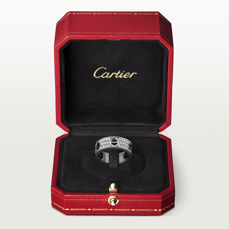 Cartier Love Ring - White Gold - Diamond Paved - Black Ceramic - B4207600