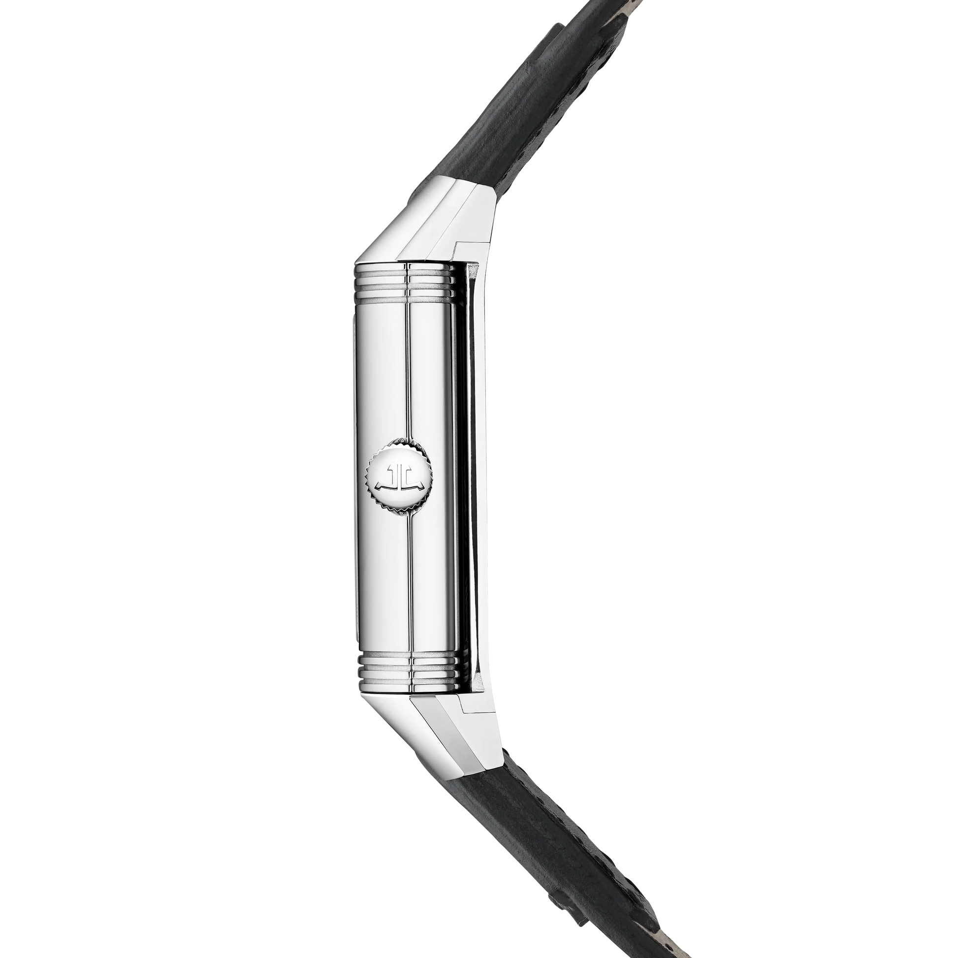 JLC - Reverso Tribute Duoface Small Seconds - 42.9 MM x 25.5 MM - Stainless Steel - Silver/Blue Dial - Black Leather Strap - Q3908410