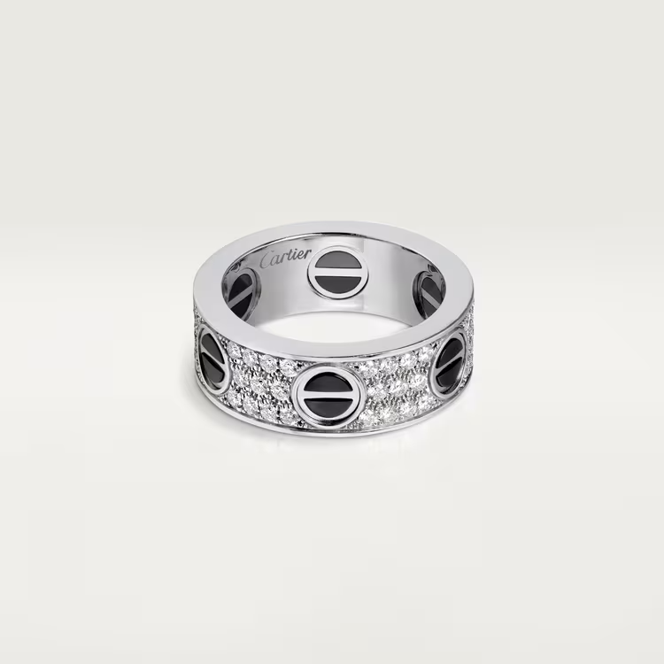 Cartier Love Ring - White Gold - Diamond Paved - Black Ceramic - B4207600