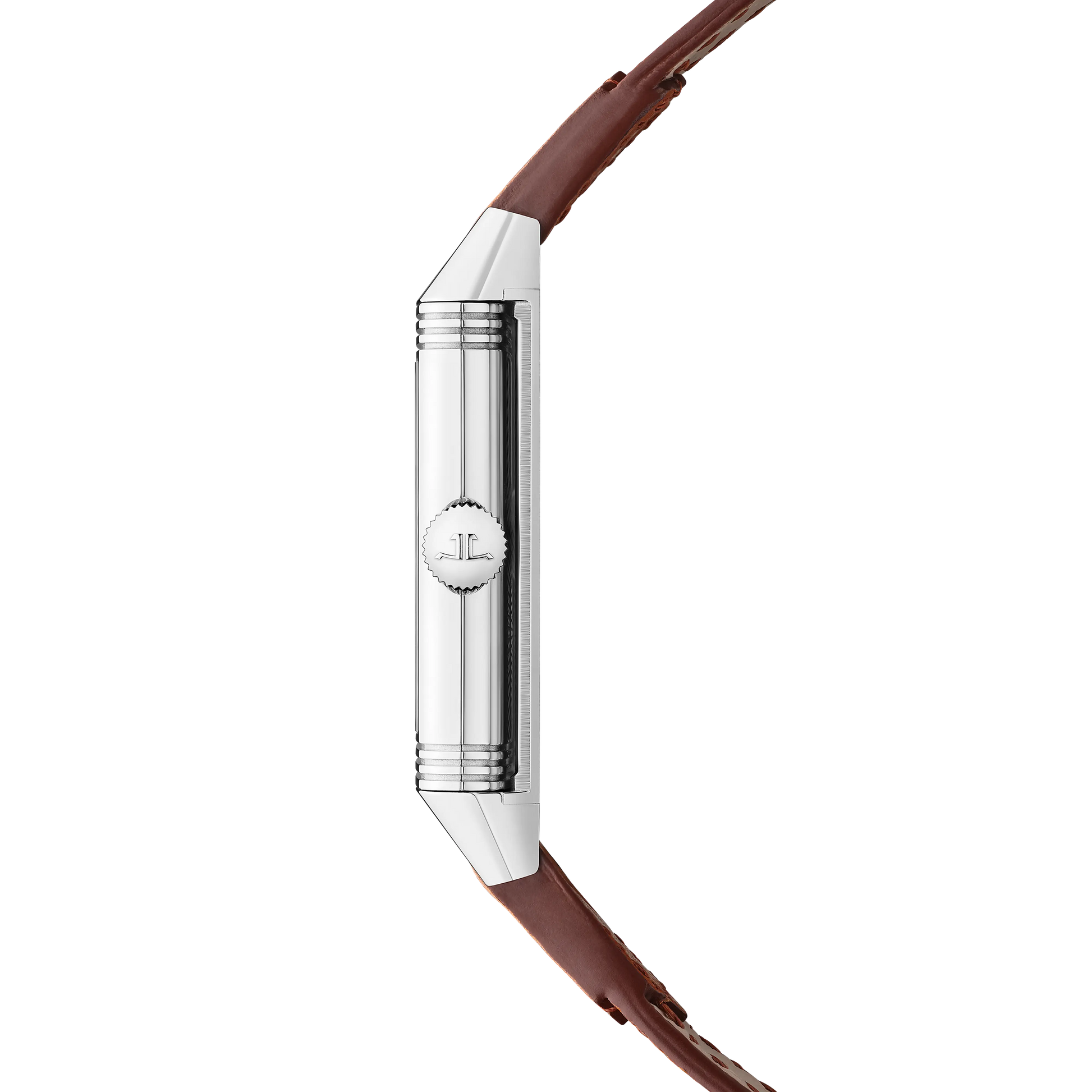 JLC - Reverso Tribute Monoface - 40.1 MM x 24.4 MM - Stainless Steel - Silvered-Gray Dial - Brown Leather Strap - Q7168420