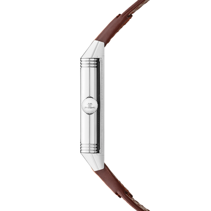 JLC - Reverso Tribute Monoface - 40.1 MM x 24.4 MM - Stainless Steel - Silvered-Gray Dial - Brown Leather Strap - Q7168420