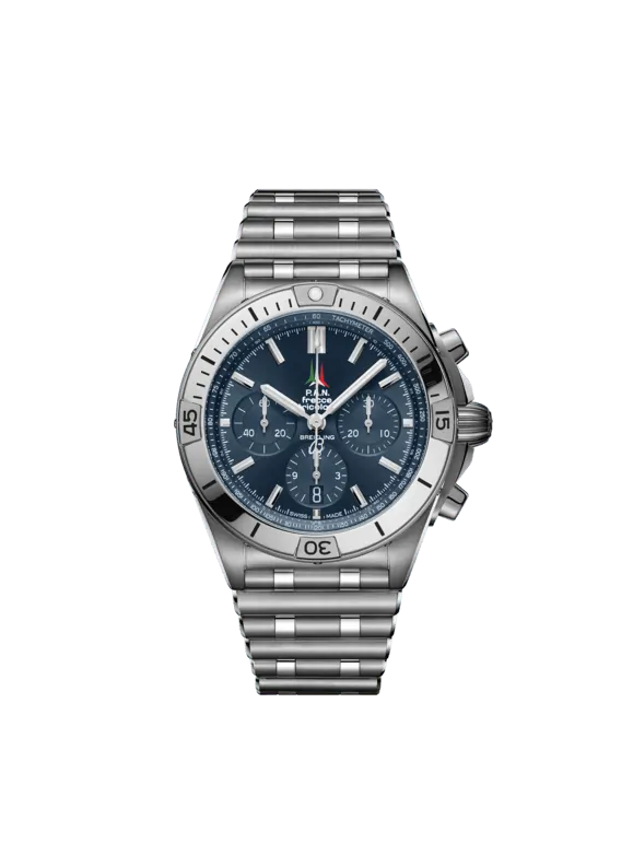 Breitling Chronomat Tricolori Stainless Steel 42 MM - Stainless Steel Bracelet - Blue Dial - AB01344A1C1A1