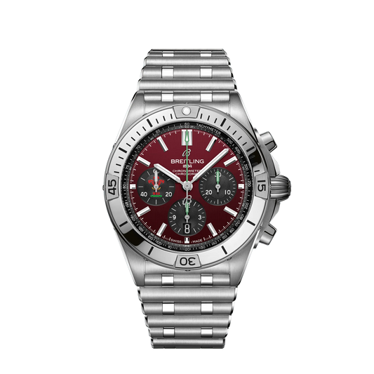 Breitling Chronomat Stainless steel 42 MM - Stainless steel Bracelet - Red Dial - AB0134A61K1A1