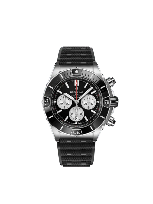 Breitling Chronomat Stainless Steel 44 MM - Black Rubber Strap - Black Dial - AB0136251B1S1