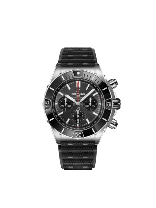 Breitling Chronomat Stainless Steel 44 MM - Black Rubber Strap - Black Dial - AB0136251B2S1