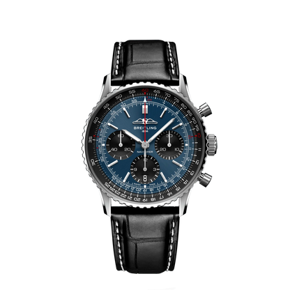 Breitling Navitimer B01 Chronograph 41 MM - Black Leather Strap - Blue Dial - AB0139241C1P1