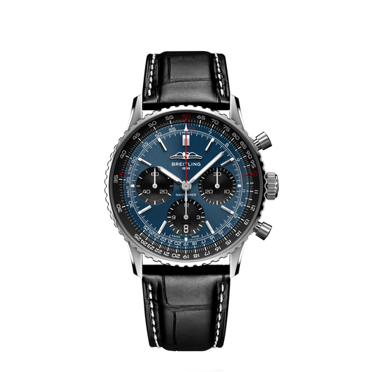 Breitling Navitimer B01 Chronograph 41 MM - Black Leather Strap - Blue Dial - AB0139241C1P1