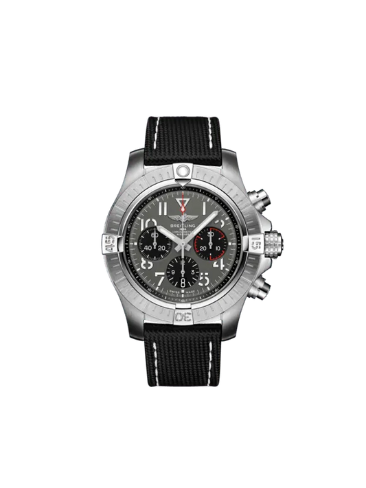 Breitling Avenger Stainless Steel 45 MM - Black Calfskin Strap  - Gray Dial - AB01821A1B1X1