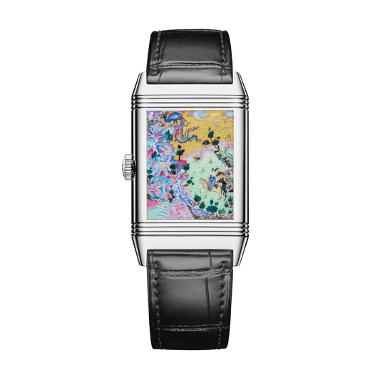 JLC - Reverso Tribute Saam Comes To Alburz - Limited Edition - 45.6 MM x 27.4 MM - White Gold - Green Guilloché Enamel Dial - Black Leather Strap - Q39334S3